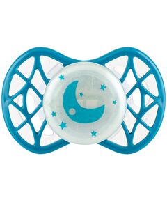 Пустушка Nuvita Air55 Cool 0міс+, симетрична, з ковпачком, світиться у темряві, місяць бірюзововий, фото  | SNABZHENIE.com.ua