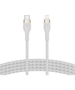 Кабель USB-C > Lightning заряджання/синхронізації Belkin 1м, Type-C, плетений, силіконовий, з ремінцем на магніті, білий, фото  | SNABZHENIE.com.ua