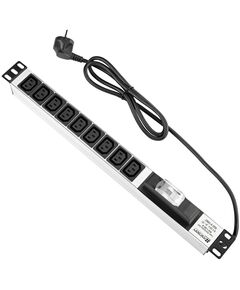 Пристрій розподілу електроживлення MIRSAN 1U, блок 9хC13, з вимикачем, вилка Schuko, алюмінієвий корпус, кабель 1.8 м, фото  | SNABZHENIE.com.ua