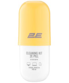 Очисний набір 2E PILL для оргтехніки (рідина 140мл + серветка 20см), біло-жовтий, фото  | SNABZHENIE.com.ua