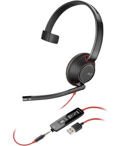 Гарнітура комп'ютерна моно On-ear Poly Blackwire 5210, USB-A, USB-C, 3.5 мм, всеспрямований, noise cancelling, чорний, фото  | SNABZHENIE.com.ua