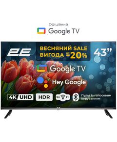 Телевізор 43" 2E LED 4K 60Hz Smart Google TV Black, фото  | SNABZHENIE.com.ua