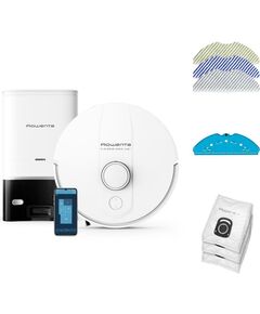 Робот-пилосос Rowenta миючий X-Plorer Serie 140+ Total Care, 5000ПаВт, h=9.5см, 0.29л, конт пил -0.28л, вода - вологе прибирання, автон. робота до 120хв, самоочистка, білий, фото  | SNABZHENIE.com.ua