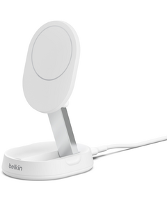 Зарядний пристрій бездротовий Belkin 15Вт Magnetic Stand Qi2, адаптер 20Вт USB-C, білий, фото  | SNABZHENIE.com.ua