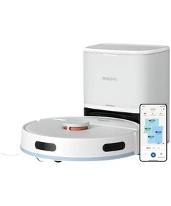 Робот-пилосос Philips Series 2000, h=9.7см, вологе прибирання, конт пил -0.38л, вода -0.3л, автон. робота до 120хв, EPA 11, Wi-Fi, станція самоочищ., білий, фото  | SNABZHENIE.com.ua