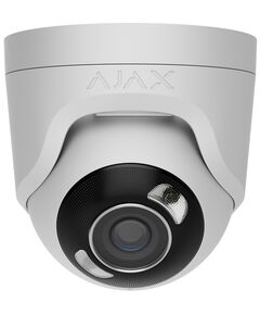 IP-Камера дротова Ajax TurretCam HL white, 8мп, 4мм, гібридне підсвічування IR 50м, білий Led 50м, Poe, True WDR, IP 65, ІЧ 50м, аудіо, 75° до 85°, купольна, біла, фото  | SNABZHENIE.com.ua