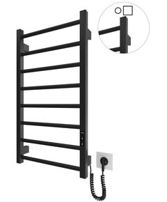 Рушникосушка Hygge Family електрична Leeds, 770х430х80мм, таймер-регулятор, сталь, чорний матовий, фото  | SNABZHENIE.com.ua