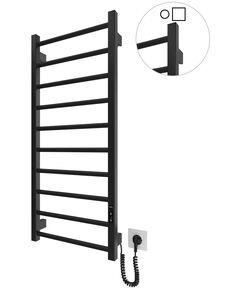 Рушникосушка Hygge Family електрична Leeds, 970х430х80мм, таймер-регулятор, сталь, чорний матовий, фото  | SNABZHENIE.com.ua
