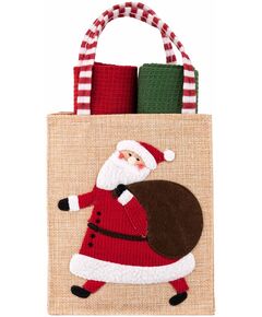 Подарунковий набір рушничків в мішечку ARDESTO Christmas Santa 38х63см, 2шт, 100% бавовна, червоний, зелений, фото  | SNABZHENIE.com.ua