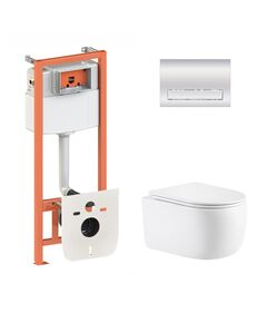 Готовое решение Qtap для ванной комнаты: подвесной унитаз Taurus Ultra Quiet 515&times;360&times;350 + комплект инсталляции Nest 4 в 1 (линейная клавиша Chrome), фото  | SNABZHENIE.com.ua