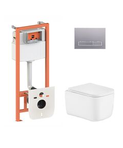 Готовое решение Qtap для ванной комнаты: подвесной унитаз Gemini Ultra Quiet 485&times;340&times;350 + комплект инсталляции Nest 4 в 1 (линейная клавиша Satin), фото  | SNABZHENIE.com.ua