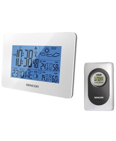 Метеостанція Sencor, внутр/зовн вимірювання, AAx3+AAAx2, темп-ра, вологість, час, прогноз погоди, білий, фото  | SNABZHENIE.com.ua