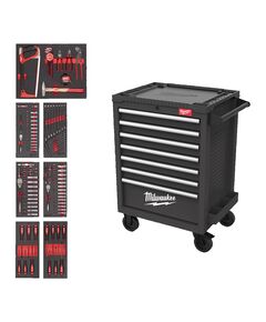 Візок інструментальний MILWAUKEE, SRC27/7-1, 27''/69см, 7 полиць, з комплектом інструменту, (131шт), фото  | SNABZHENIE.com.ua
