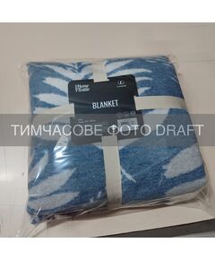 Плед ARDESTO Leonardo 200х220см, 50% бавовна, 30% поліестер, 20% акрил, листя, синій, фото  | SNABZHENIE.com.ua