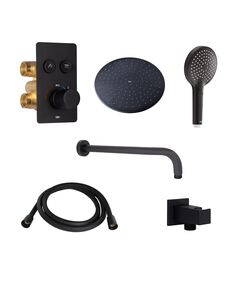 Акционный набор Qtap: Смеситель для душа Votice QTVOT6442T105NKB+Лійка QTHLAVA228O1ZBB+Лійка QTRUCA120O3KBB+Шланг QTHADPVCSQ160B+Подключение+Кронштейн, фото  | SNABZHENIE.com.ua