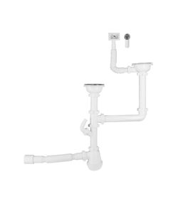 Сифон подвійний для мийки Lidz WHI 60 05 з відведенням 50 мм, фото  | SNABZHENIE.com.ua