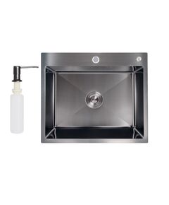 Кухонна мийка Lidz H6050B 3.0/0.8 мм, Брushed Чорний, фото  | SNABZHENIE.com.ua