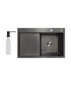 Мойка кухонная Lidz Handmade H7849BL матовый черный PVD 3,0/0,8 мм, фото  | SNABZHENIE.com.ua