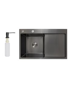 Мойка кухонная Lidz Handmade H7849BR Матовая черная PVD 3,0/0,8 мм, фото  | SNABZHENIE.com.ua