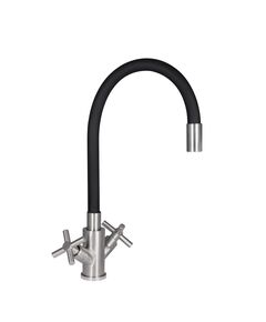 Змішувач для кухні Lidz Wind U рефлекторний чорний 13R-BFS, керамічна букса, фото  | SNABZHENIE.com.ua