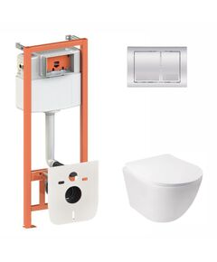 Комплект Qtap Jay Ultra Quiet: підвісний унітаз + інсталяція 4в1 Chrome, фото  | SNABZHENIE.com.ua