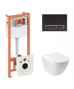 Комплект Qtap Jay Ultra Quiet: підвісний унітаз + інсталяція 4в1 чорний матовий, фото  | SNABZHENIE.com.ua