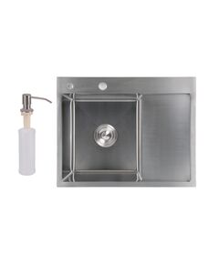 Мойка для кухни с крылом правая Lidz Handmade H6350R, нержавеющая сталь 3,0/1,0 мм, фото  | SNABZHENIE.com.ua