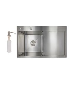 Мойка кухонная с крылом правая Lidz Handmade H7849R, нержавейка 3,0/1,0 мм, фото  | SNABZHENIE.com.ua