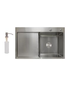 Мойка кухонная с крылом левая Lidz Handmade H7849L, нержавейка 3,0/1,0 мм, фото  | SNABZHENIE.com.ua