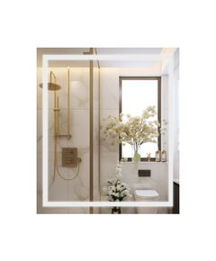 Дзеркало Qtap Mideya 700х800 LED Touch, антипотівне, з годинником, диммером, фото  | SNABZHENIE.com.ua