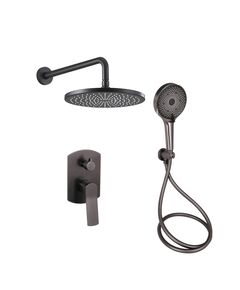 Душова система Qtap Slavonice прихованого монтажу на 2 споживача Gunmetal Black, фото  | SNABZHENIE.com.ua