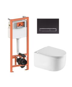 Комплект: Унітаз Qtap Taurus Ultra Quiet + інсталяція 4в1 Чорний матовий, фото  | SNABZHENIE.com.ua