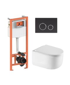 Комплект: Унітаз Qtap Taurus Ultra Quiet + Nest інсталяція 4в1 Чорний матовий, фото  | SNABZHENIE.com.ua