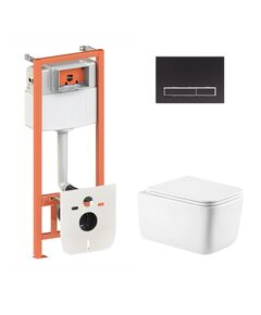 Комплект: Унітаз Qtap Gemini Ultra Quiet + інсталяція 4в1 чорний матовий, фото  | SNABZHENIE.com.ua