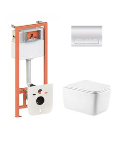 Комплект: підвісний унітаз Qtap Gemini Ultra Quiet + інсталяція 4в1 Хром, фото  | SNABZHENIE.com.ua
