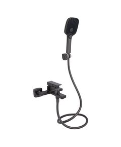 Смеситель для ванни Qtap Gemini з душовим гарнітуром Gunmetal Black, фото  | SNABZHENIE.com.ua