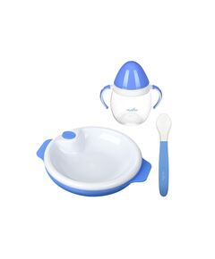 Набір для годування Nuvita 6міс+, 3ел, блакитний, фото  | SNABZHENIE.com.ua