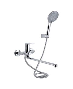 Змішувач для ванни Qtap Leo New з довгим поворотним виливом (душ) Chrome, фото  | SNABZHENIE.com.ua