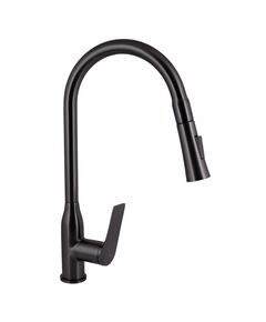 Змішувач для кухні Qtap Vlasta New з висувним виливом Gunmetal Black, фото  | SNABZHENIE.com.ua