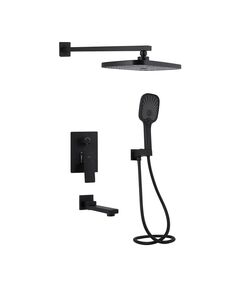 Душова система Qtap Gemini прихованого монтажу на три споживача, чорна, фото  | SNABZHENIE.com.ua