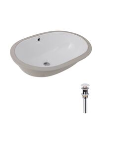 Комплект Qtap Stork: Овальна раковина 560x395x195 мм Білий + Клапан PU02O, фото  | SNABZHENIE.com.ua