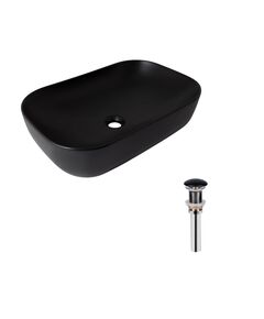 Комплект Qtap Robin: Раковина накладна прямокутна 610x400x145 мм Матовий чорний + Донний клапан PU03, фото  | SNABZHENIE.com.ua