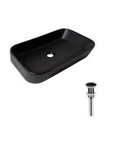 Комплект Qtap Scorpio: Раковина 550х390х120 мм Матовый черный + Донный клапан, фото  | SNABZHENIE.com.ua