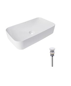 Комплект Qtap Tern: Раковина 605x350x140 мм БЕЛАЯ + Донный клапан PU02, фото  | SNABZHENIE.com.ua