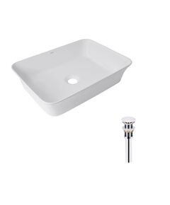 Комплект Qtap Virgo: Раковина прямокутна 490х350х110 мм Білий + Донний клапан PU02, фото  | SNABZHENIE.com.ua