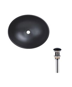 Комплект Qtap Dove: Овальна накладна раковина 410x335 мм Матовий Чорний + Клапан PU03, фото  | SNABZHENIE.com.ua