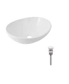 Комплект Qtap Dove: Овальна накладна раковина 410x335 мм Білий + Клапан PU02, фото  | SNABZHENIE.com.ua