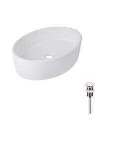 Комплект Qtap Kolibri: Овальна раковина 500x360x140 мм Білий + Клапан PU02, фото  | SNABZHENIE.com.ua