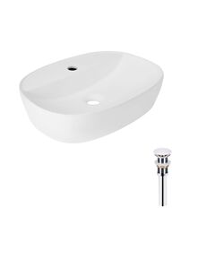 Комплект Qtap Scorpio: Овальная раковина 505x385x120 мм + Донный клапан белый, фото  | SNABZHENIE.com.ua