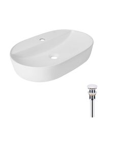 Комплект Qtap Scorpio: Овальная раковина 610x400 мм Белая + Донный клапан, фото  | SNABZHENIE.com.ua
